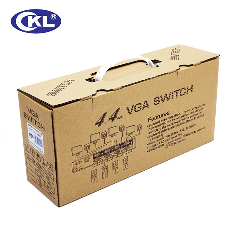 CKL-444R Hohe-ende VGA Switch Splitter Box mit audio 4 in 4 heraus 2048*1536 450 MHz für PC Monitor wih Ir-fernbedienung Rs232-steuerung