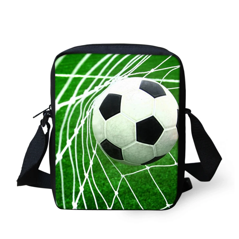 ELVISWORDS-Bolso de hombro pequeño informal para niños y niñas, bandolera con estampado de fútbol, bandolera escolar