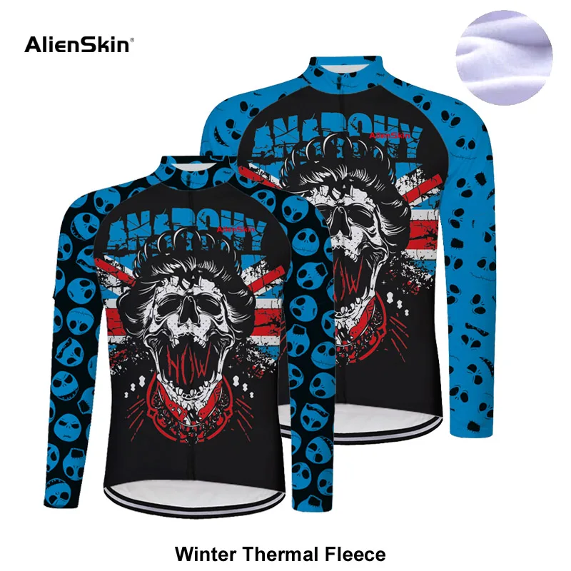 

Skull cycling jersey men long sleeve black winter fleece or thremal new white cycling clothing bike clothes black Pink cycling