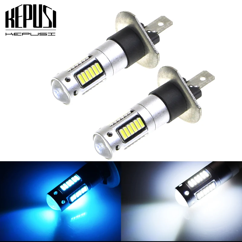 2X H1 Auto LED Fog Lamp High Power LED Car Bulbs 4014 DRL Daytime Running External Lights Day Driving Vehicle White Ice Blue