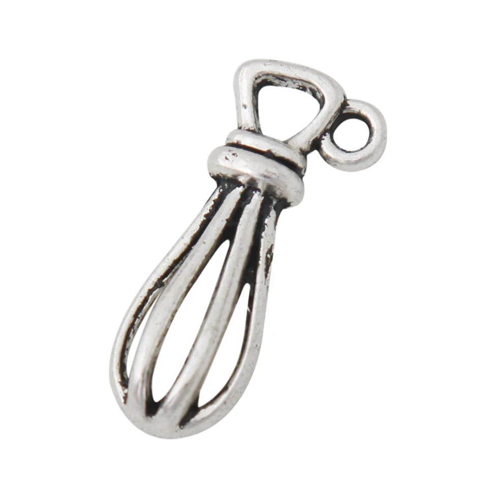 Alloy 25pcs Antique Silver Color Egg Beater Utensil Charms For Cooks and Chefs 8*24mm AAC1253