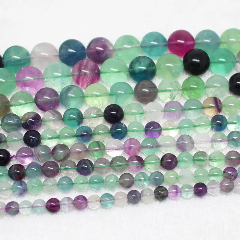 Natural Beautiful Fluorite 6,8,10,12,14mm Round Loose Beads 15\