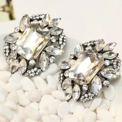 HOT HOT Women's fashion Glass  earrings New arrival brand sweet metal with gems stud crystal earring for women girls J C  Z A