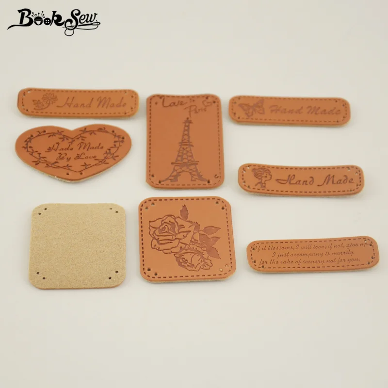 DIY Button Logo Hand-made PU label accessories zakka style small hand-sewn decorative leather label Patchwork 8 designs