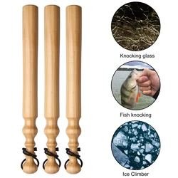 1Pcs 14Inch Wooden Fishing Priest Knock Stun Fish Stick For Natural Wood Color Varnished Fishing Bat