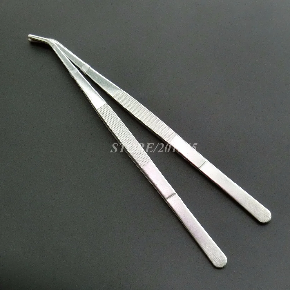 5Pcs/Lot Dental Forceps Stainless Steel Medical Curved Tweezers Probe Mouth Plier For Teeth Tooth Cleaning Nipper Tool 11.81