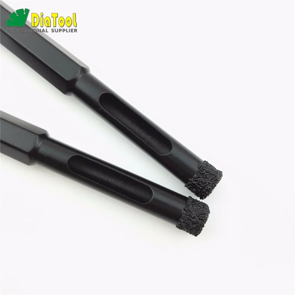 DIATOOL 2pcs Diameter 8mm Hex Vacuum Brazed wet drill bits for drilling granite marble masonry concrete tile ceramic Core bits