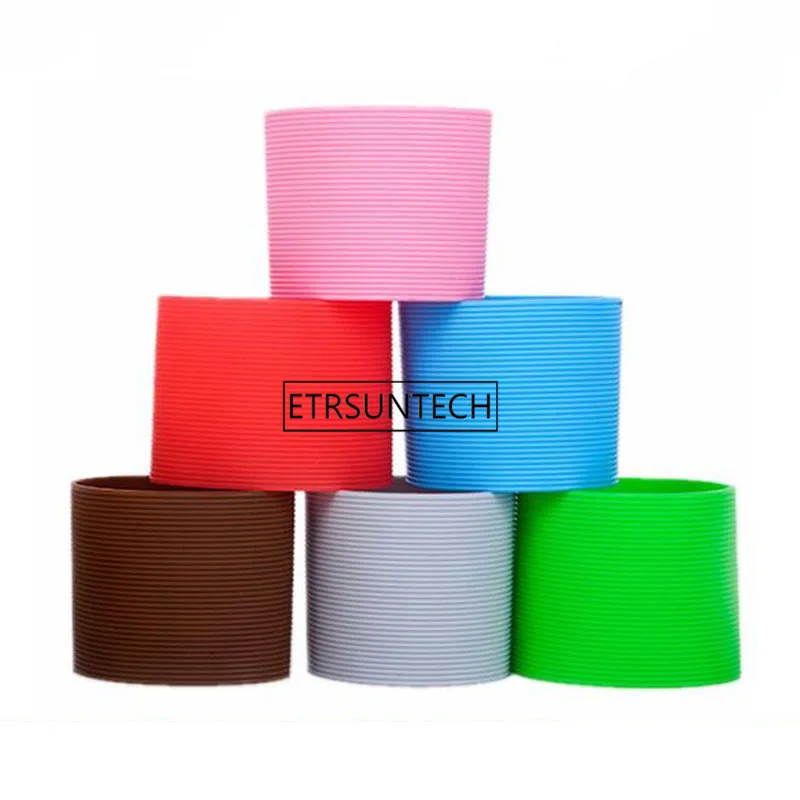 Solid Color Silicone Heat-resistant Cup Sleeve Protective Non-slip Water Glass Cover for Bottle Mug