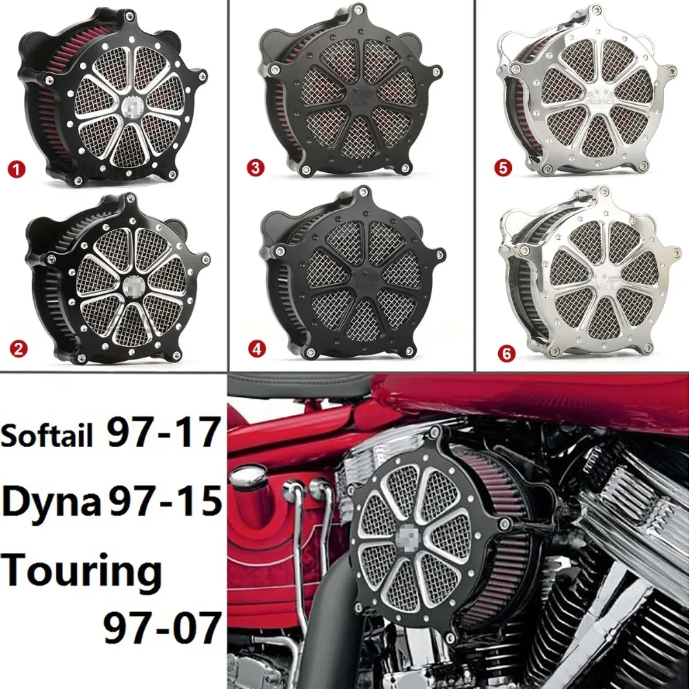 

For harley Dyna Softail touring Venturi cut black Ops air cleaner filter intake fat boy bob breakout FXDF FLSTN air intake 97-07