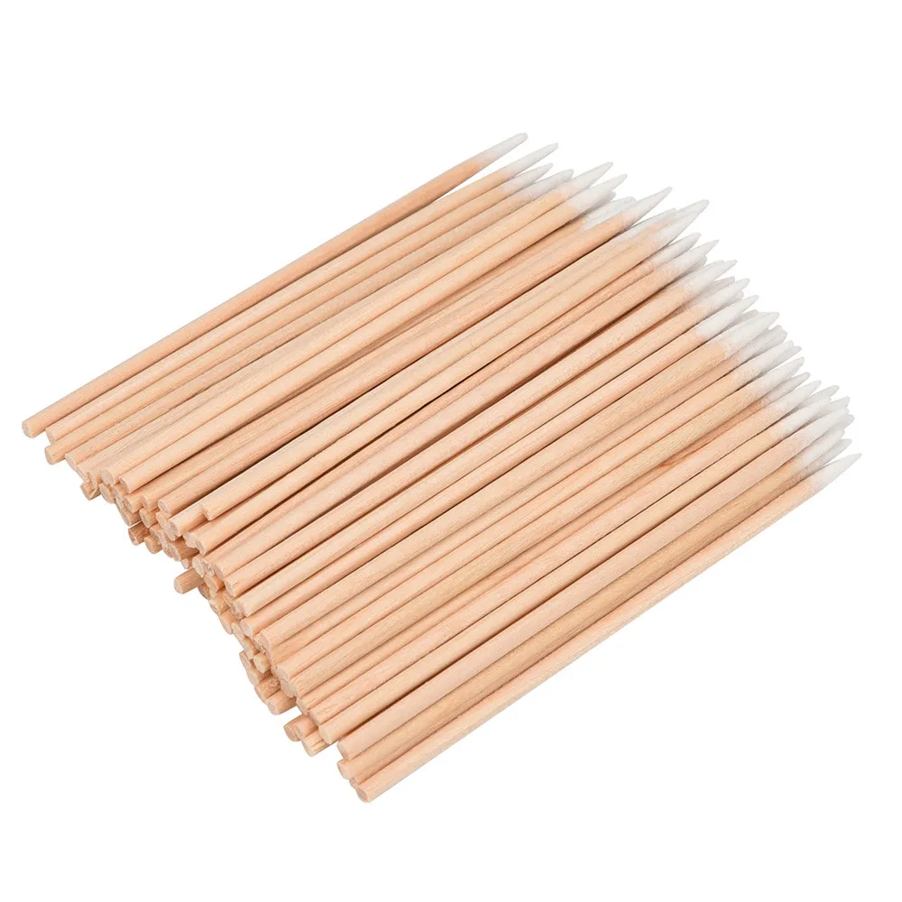 10cm Clean Sticks Buds Tip 100Pcs Wooden Microblading Micro Brushes Swab Lint Free Tattoo Accesories