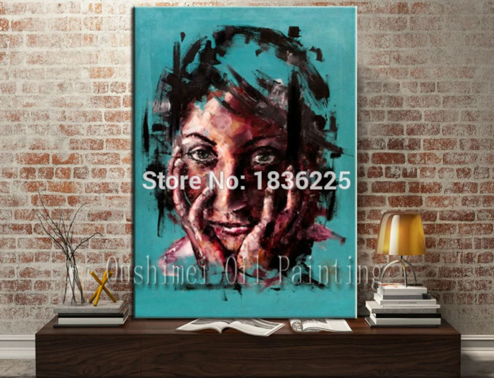 Famous Painter Handmade Modern Woman Portrait Painting Abstract Face Oil Painting for Home Decor Impression Character Wall Art