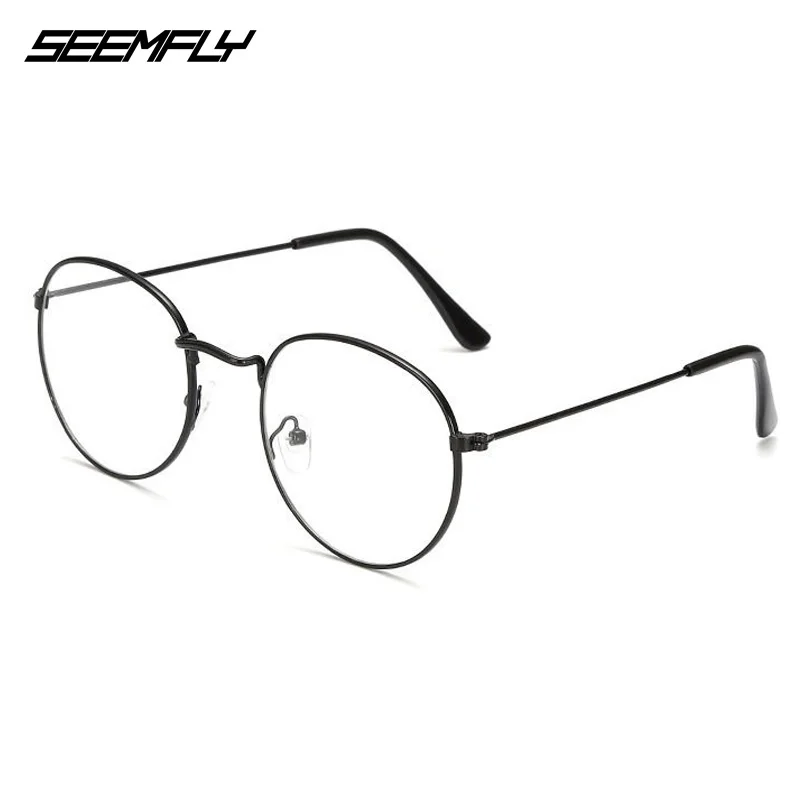 Seemfly-gafas de lectura con montura redonda de Metal para hombre y mujer, lentes ópticas para presbicia, Unisex