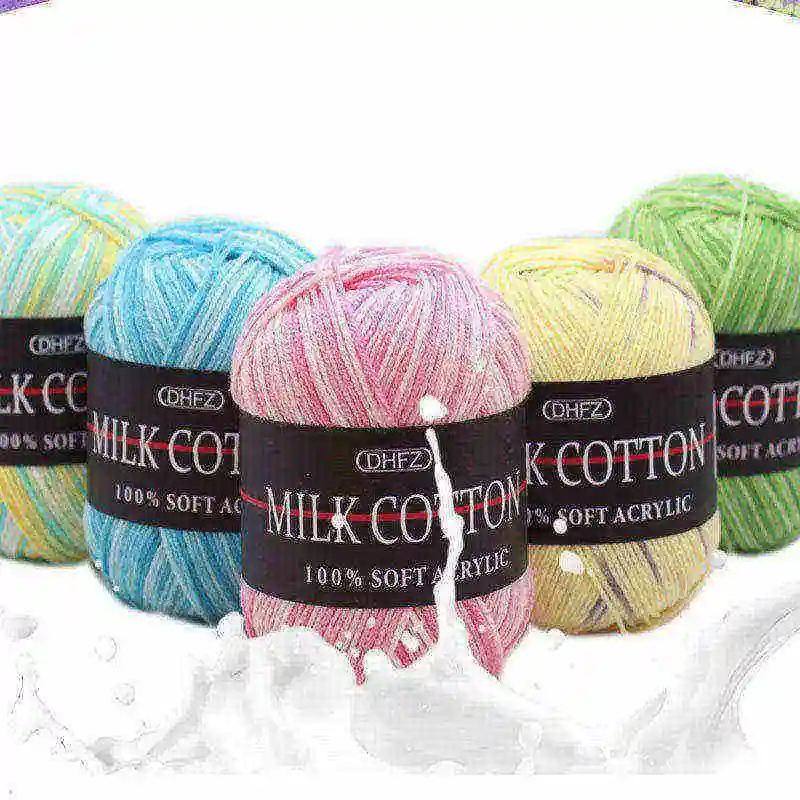 4Pcs/lot 3 strands of milk cotton yarn wool Three strands dyed multi-colored jacquard tabs rough baby hat scarf coat line QW022