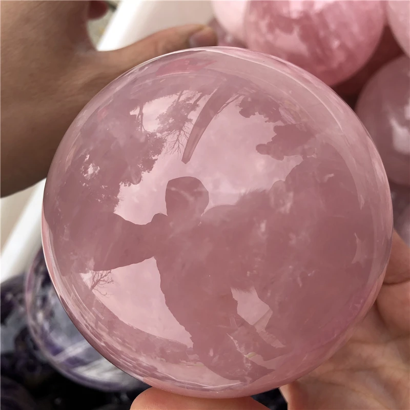 Large 9-10cm Natural pink Rose Quartz  sphere Rose Quartz  ball for Girl meditation reiki grid magic natural quartz crystal