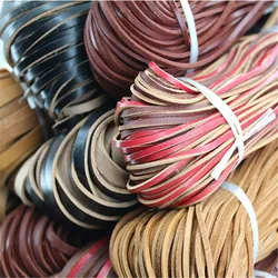 2 meters/lot Black/Beige Genuine Leather Cord 3mm 5mm 8mm 10mm Real Flat Cow Leather Rope for DIY Bracelets Jewelry Making