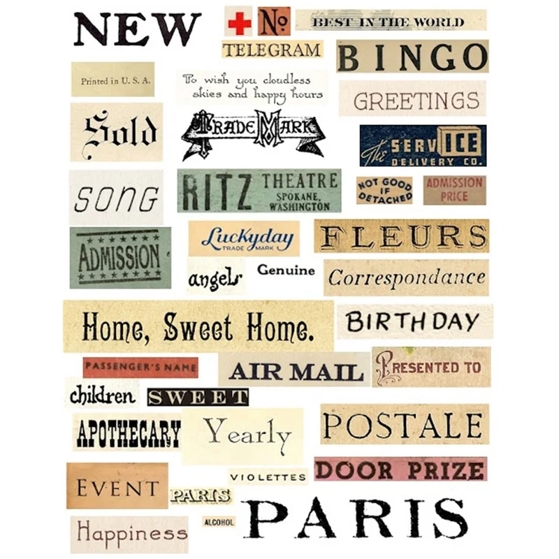 2 pcs/lot Greeting Word Label DIY Stationery Paper Aesthetic Sticker Small Paris Travel Label Stickers Planner Decoration