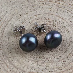 100-Unique 1 Pair Trendy 10-11mm Light Black Simulated Pearl Earring Jewelry Elegant Women's Earring