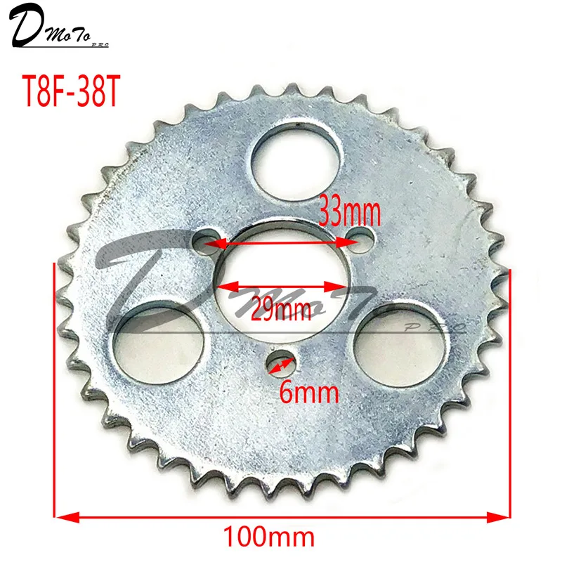 T8F-38T Rear Sprocket 29mm Silver 38 Tooth For 43cc 49cc Minimoto Moped Scooters 2 Stroke Engine Pocket Bike Mini Quad ATV