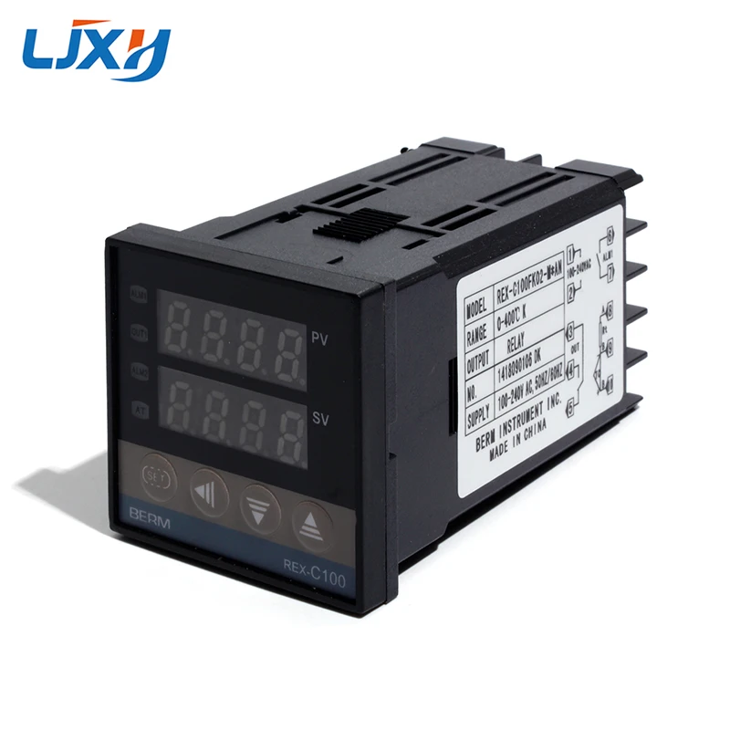 LJXH Relay/SSR Output REX-C100 PID Thermostat Temperature Controller 100-240VAC with 1m M6 Thread Type K Thermocouple