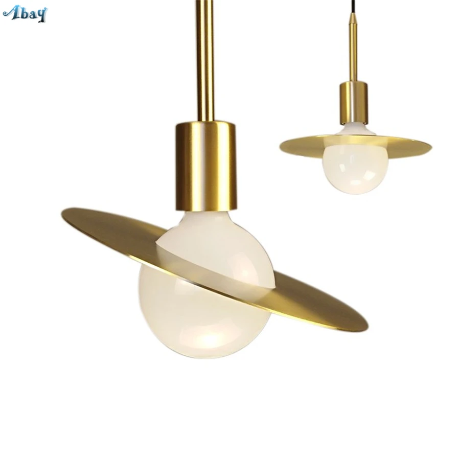 

Nordic Creative Saturn Copper Pendant Lights for Living Room Bedroom Children's Room Bar Hanging Lamp home deco Light Fixtures