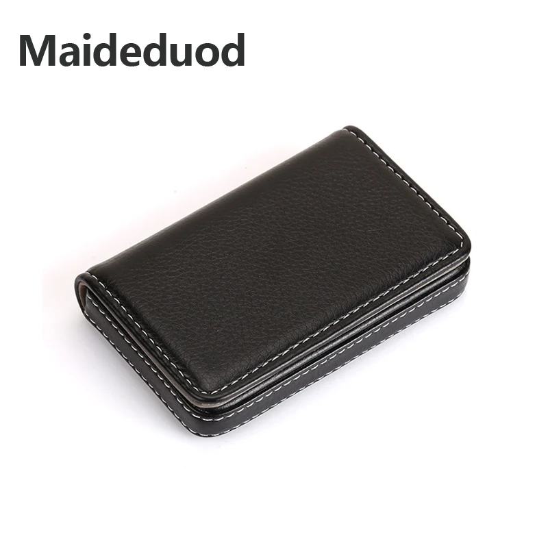 

Maideduod New Women Men Business ID Credit Card Holder Fashion Brand Metal Aluminum Card Case PU Leather Name Holder