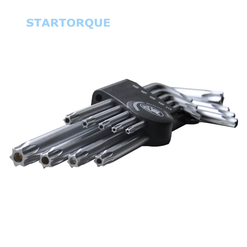 STARTORQUE 9PCS L-shape Hex key Torx Star Wrench Set with Holes Hardware Tool Kit