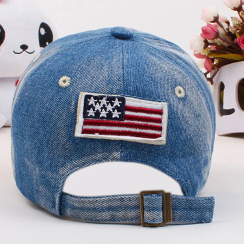 Kids Boys Baseball  Cap Summer Toddler  Children  Dad Hat Jean Casual Hip Hop Letter Denim Sun Snapback Casquette Blue