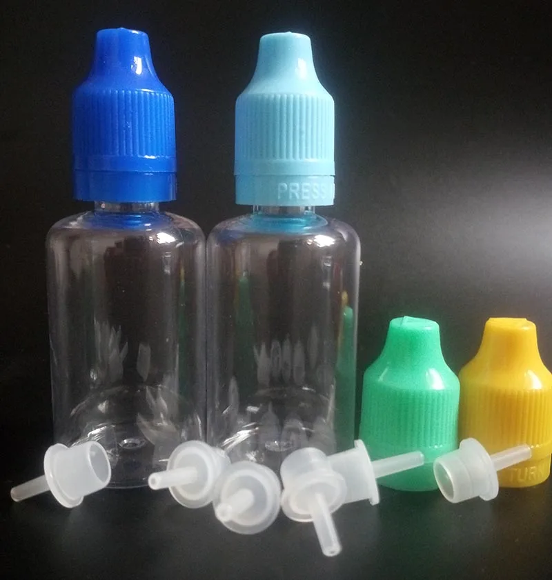 

500pcs Clear PET Needle Bottle with Childproof Tamper Evident Caps Lids 30ML e Liquid Vapor Empty Dropper Bottle