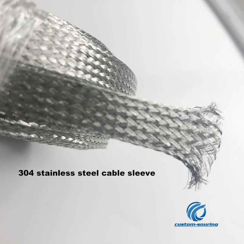 

10M cable sleeve braided 2-18m silver Snakeskin mesh Wire Protecting 304 stainless steel cable sleeve Metal sheath