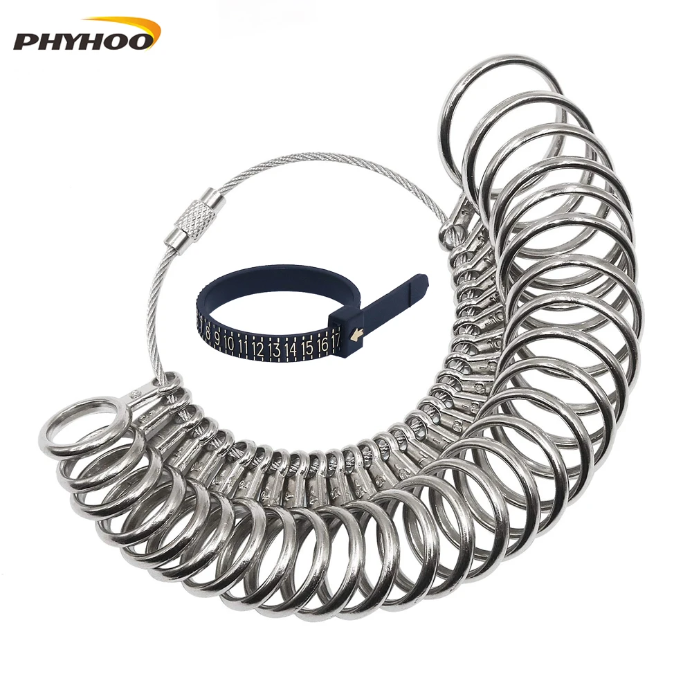 

PHYHOO Metal Ring Sizer Finger Guage Sizing Measuring Jewelry Tool Size 0-13 27 Piece