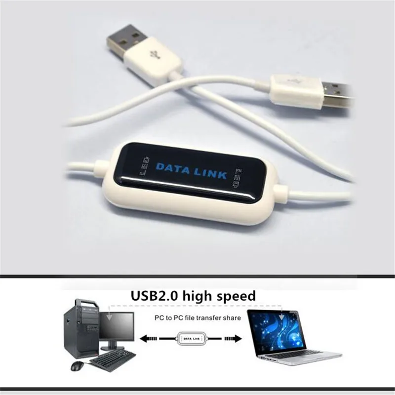 USB 2.0 High Speed PC To PC Online Share Sync Link Net Direct Data File Transfer Bridge LED Cable Easy Copy Between 2 Computer