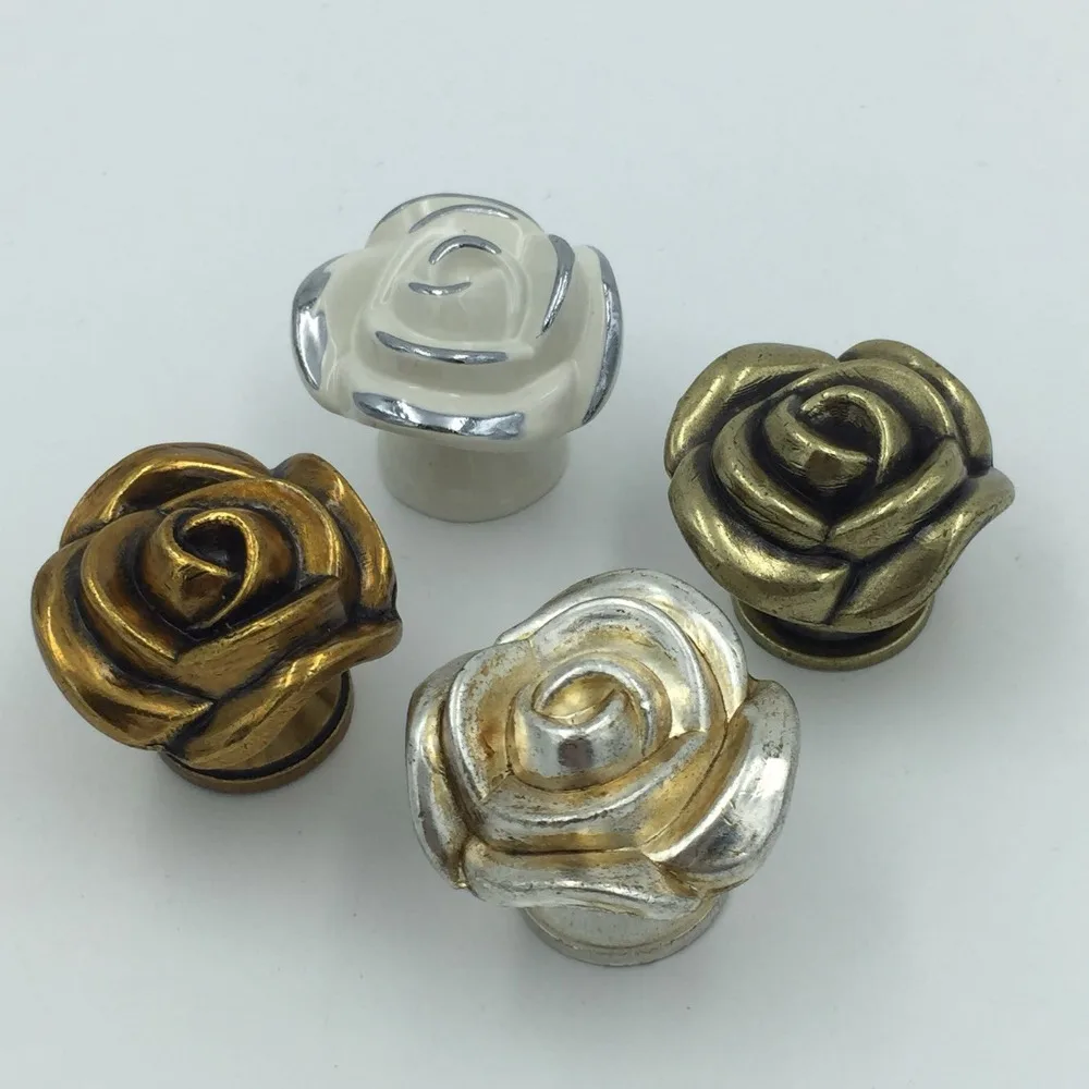 

1x Dia 35mm Zinc alloy Kitchen Cabinet Drawer Handle Dresser Furniture Rose Knobs Cupboard Pulls Closet Handles Rose Shape