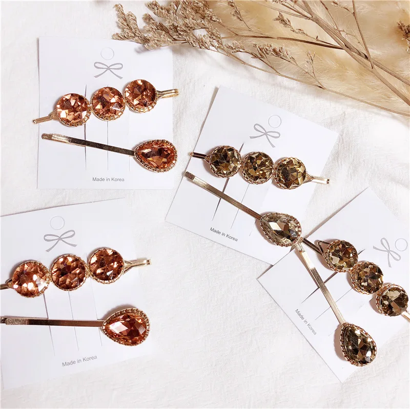 

2PCS Fashion Coloured Gemstone Hairpins Hair Accessories for Women Girls Hair Clips Elegant lady Hair Clips Barrette Headwear