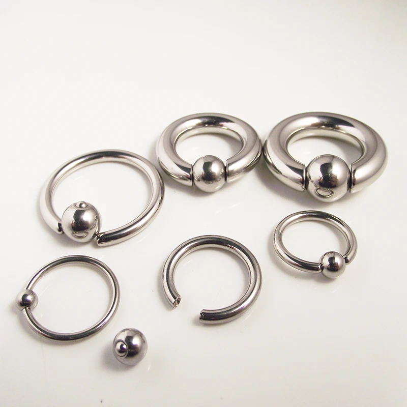 SaYao 2 Pieces Big Stainless Steel Captive Hoop Rings BCR Eyebrow Tragus Ear Piercing Nose Closure Nipple PA Ring Body Jewelry