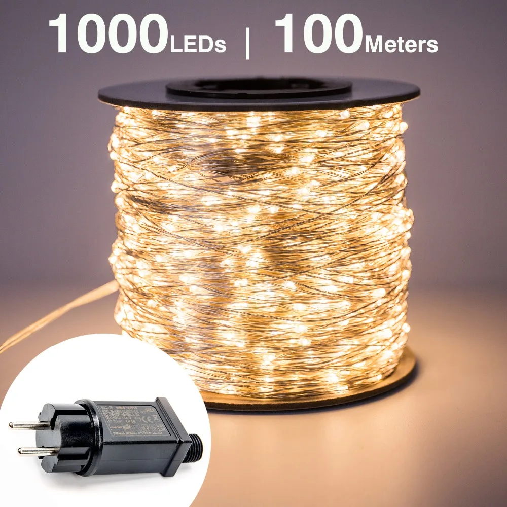 30m 50m 100m 200m LED String Lights Street Fairy Light Waterproof for Outdoor Christmas Fairy Lights Holiday Wedding Decoration
