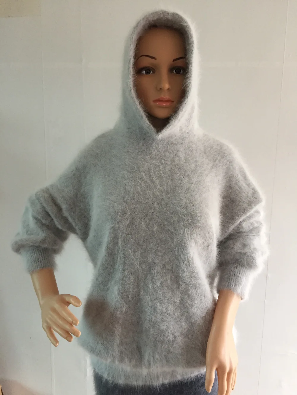 Women mink cashmere sweater coat hooded pullover Knitted Jumper free shipping 21417