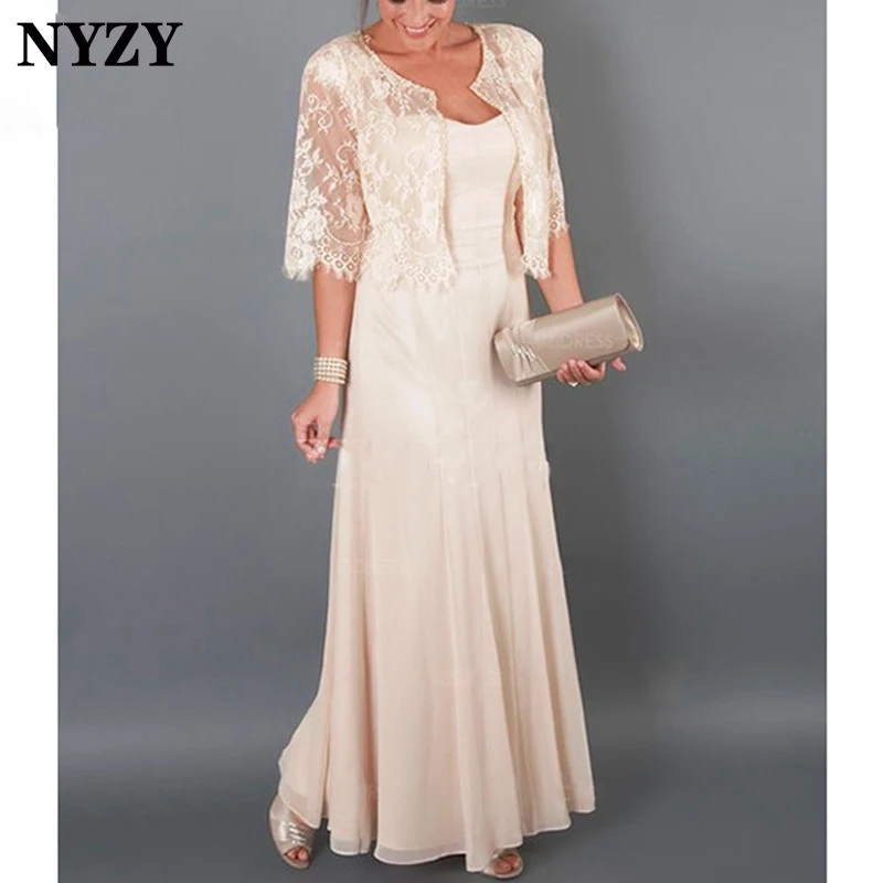 

NYZY M146 Wedding Party Gown Guest Wear Formal Dress Women Elegant 2 Piece Chiffon Mother of the Bride Groom Bolero Dresses