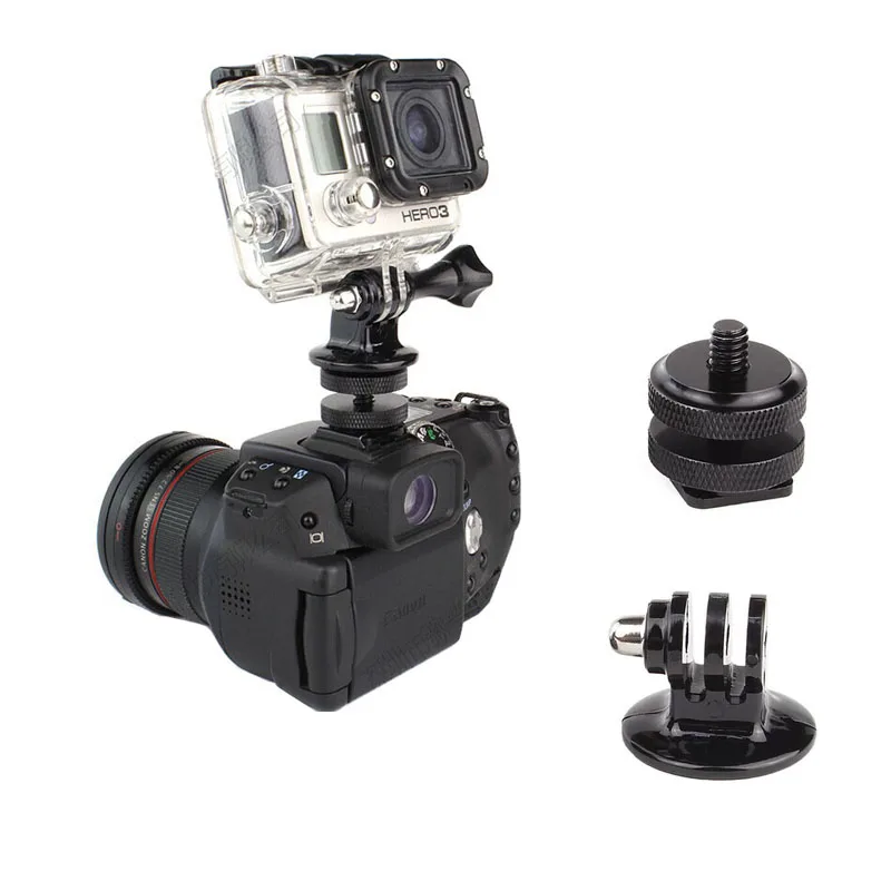 Clownfish Tripod Mount Adapter 1/4 Inch Hot Shoe Holder Screw Cellphone Clip for Gopro Hero13121109 Canon Nikon SLR SJ6/8 One X3