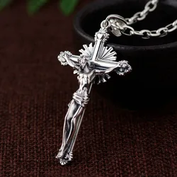 CMAJOR 925 Sterling Thai Silver Men Women Holy Jesus Cross Pendant Only Catholic Prayer Handmade Jewelry Wholesale