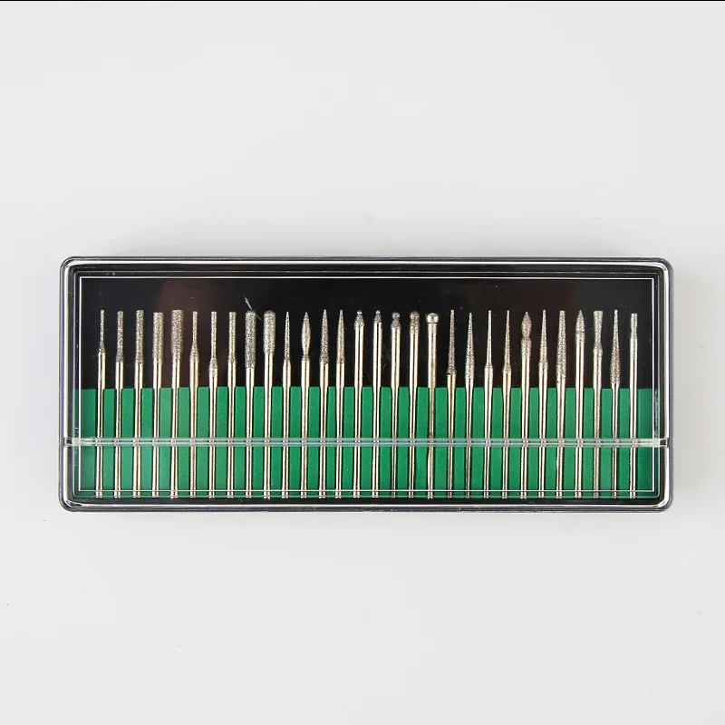 Mini fraises diamantées 2.35mm, 30 pièces, mèches pour gravure meule, tige convertible bois pierre gravure Dremel outils éloignés