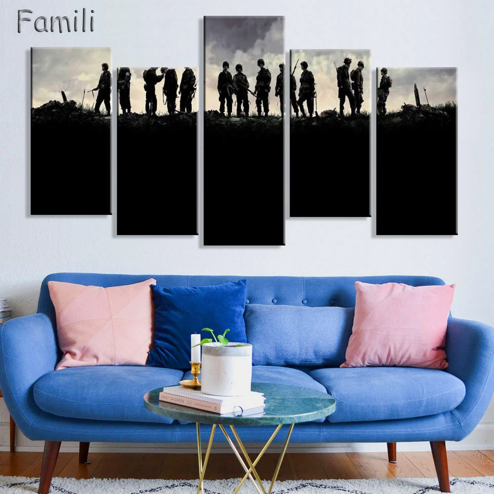 

5pcs HD Print abstract soldiers sunset Painting on canvas wall art picture for home decor print canvas painting picture