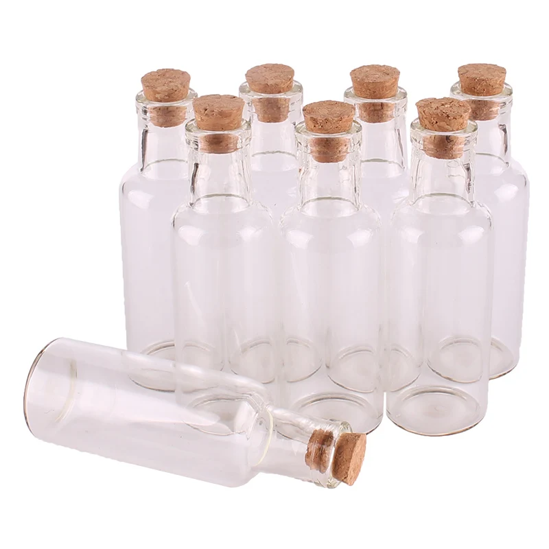 20pcs 25ml size 27*80*10mm Transparent Glass Wishing Bottles with Cork Stopper Empty Spice Jars Vials Christmas Wedding gift