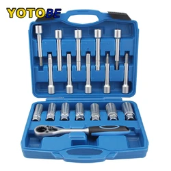 18PCS Suspension Shock Absorber Strut Nut Removal Tool Socket Set 1/2 inch Steering Hub Shock Absorber Ratchet and Wrench Set