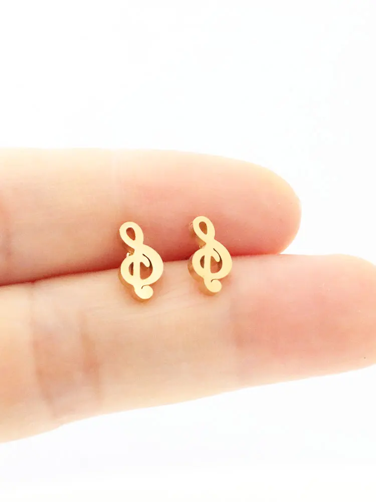 1 Pair Custom Stainless Steel Earring Tiny Musical Note Earrings Musician Girls Kids Ear Studs Birthday Gift Jewelry