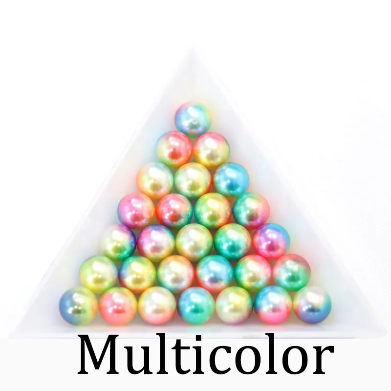 3/4/6/8/10/12mm Rainbow Color ABS Imitation Pearl Bead No Hole Loose Beads For Jewelry Making Crafts Decoration DIY Accessorie