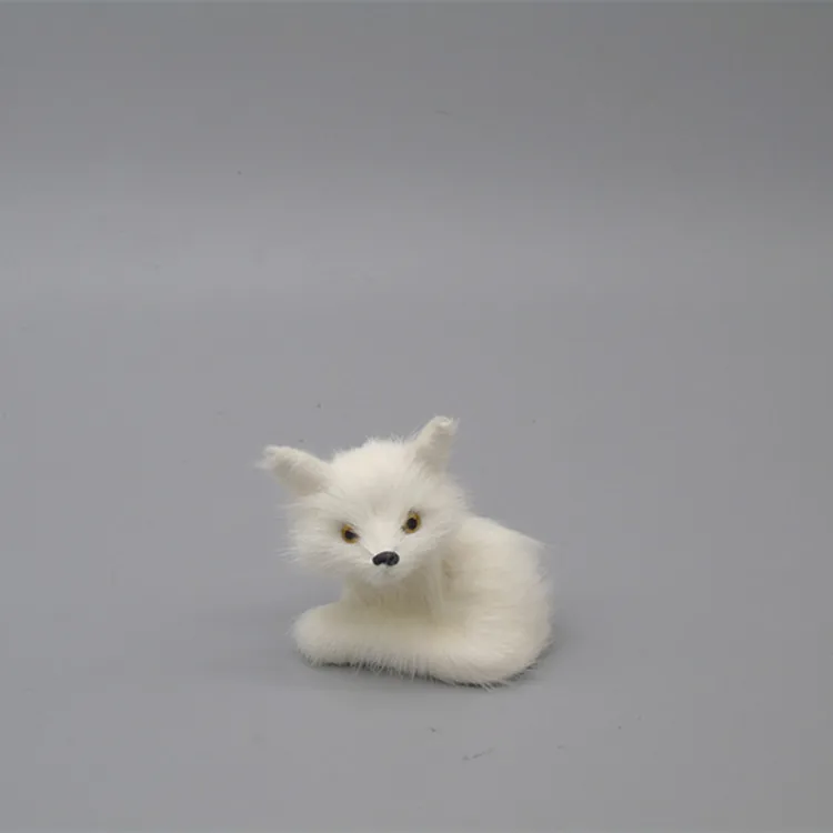 mini white simulation fox model  polyethylene & furs Curled up fox home decoration about 9x8cm p0045