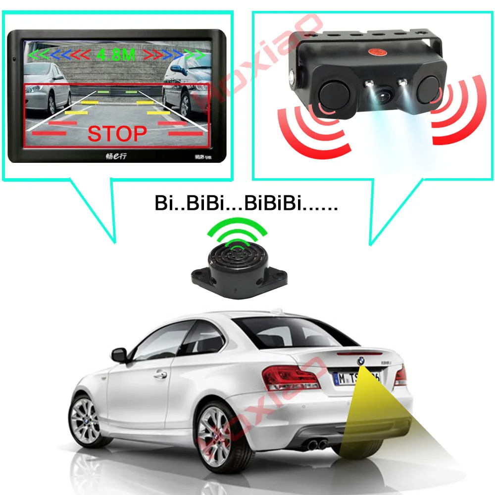 Car Radar and Rear View Camera Multi-function Universal Rear Radar Sensor Early Warning Detector Car Rearview Vehicle Camera