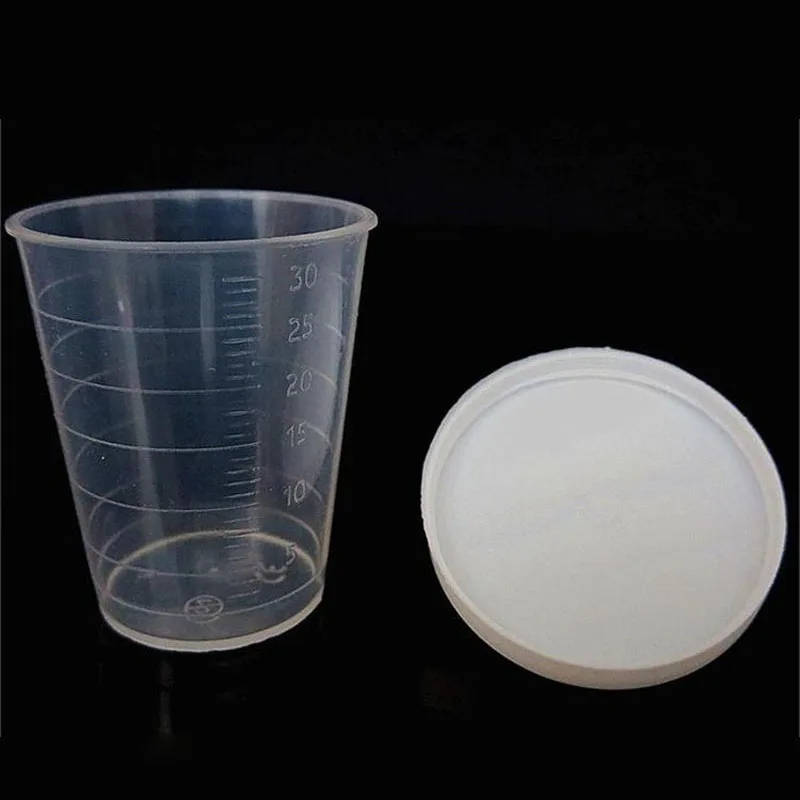 200pcs 30ml Clear White Plastic Measuring Cup Beaker for Flour Sugar Liquid Kitchen School Laboratory SuppliesZA6385