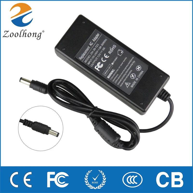 12V3A DC 12V 3A AC 110-240V LED light power adapter LED Power Supply Adapter Transformer for LED strip 5050 2835 DC 5.5*2.5mm