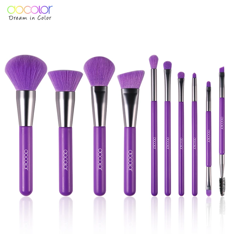 Docolor Makeup Brushes Set 10pcs Face Foundation Powder Eye Shadow Eyebrow Highlight Kabuki Blending Brush Beauty Cosmetic Tool